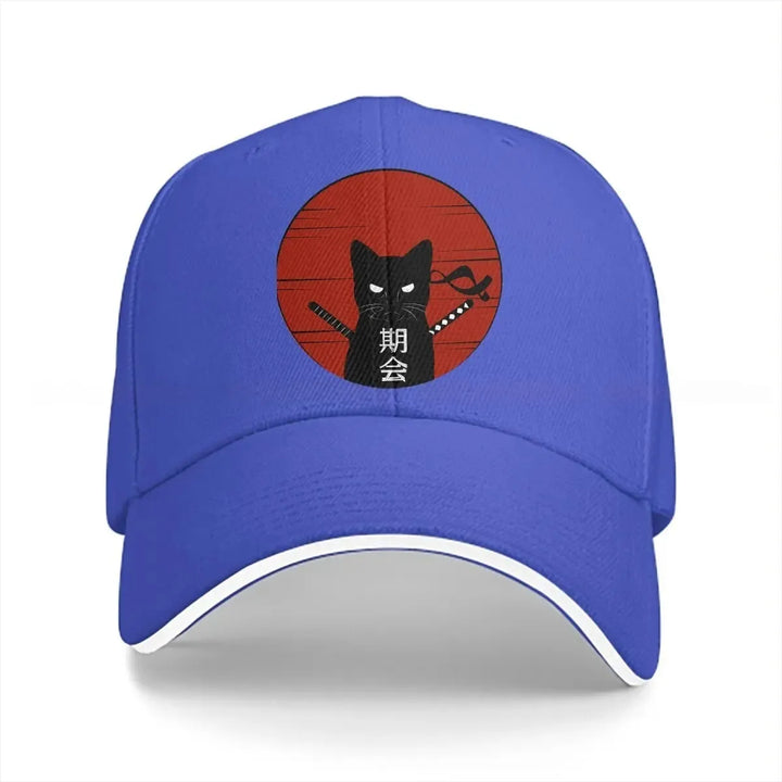 Casquette Japonaise Chat Ninja Bleu