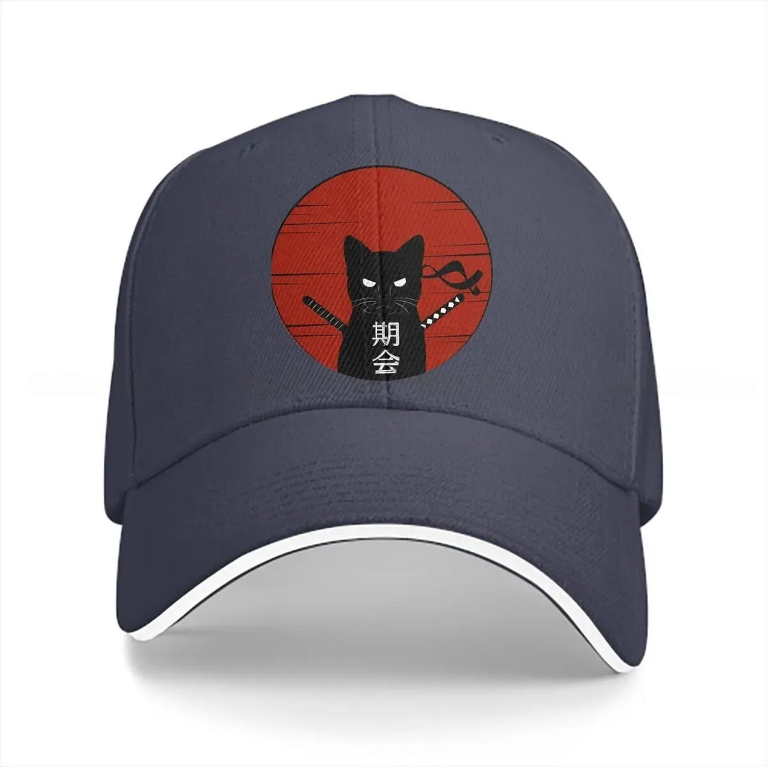 Casquette Japonaise Chat Ninja Bleu Foncé