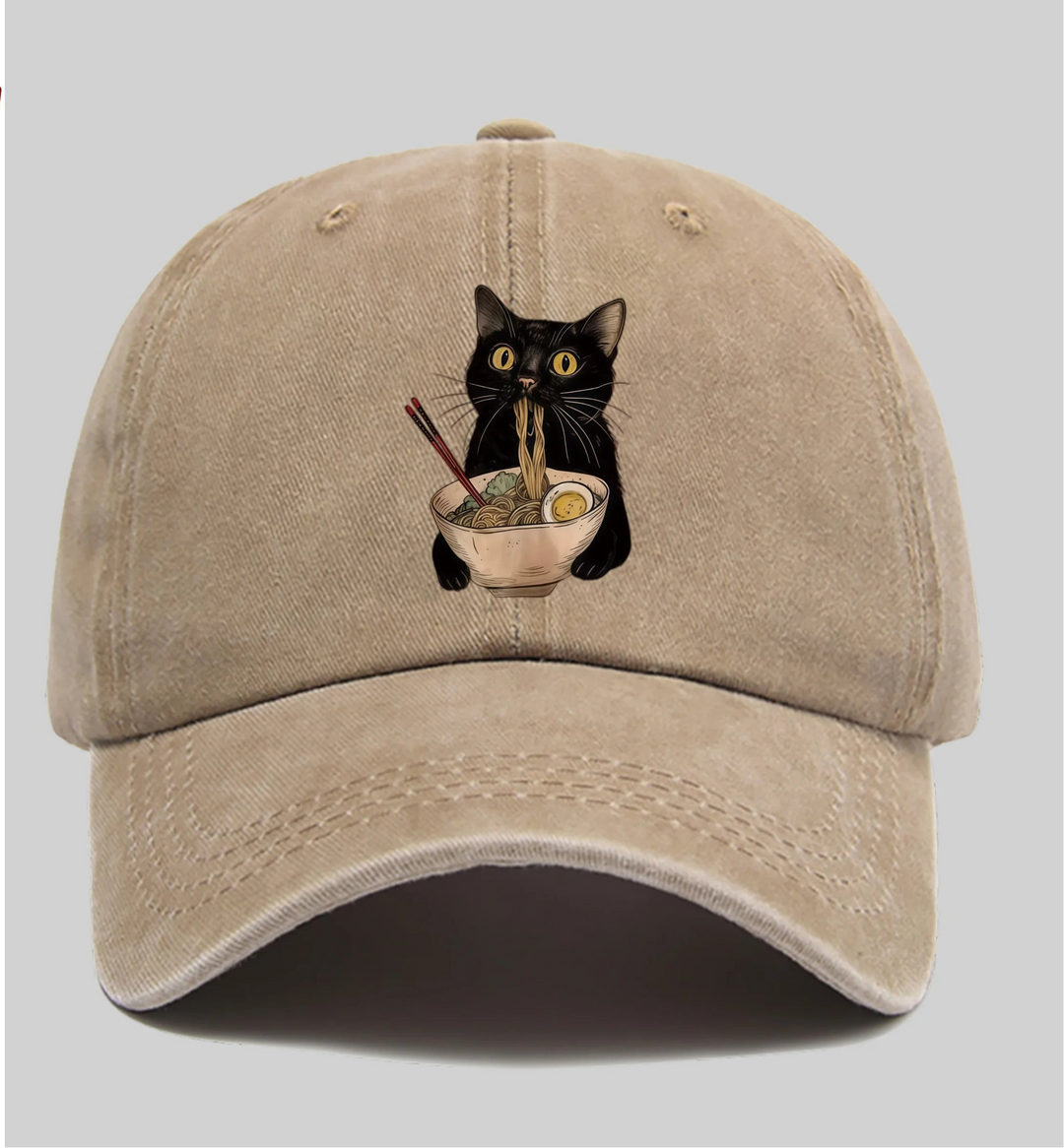 Casquette Japonaise Chat Ramen Beige