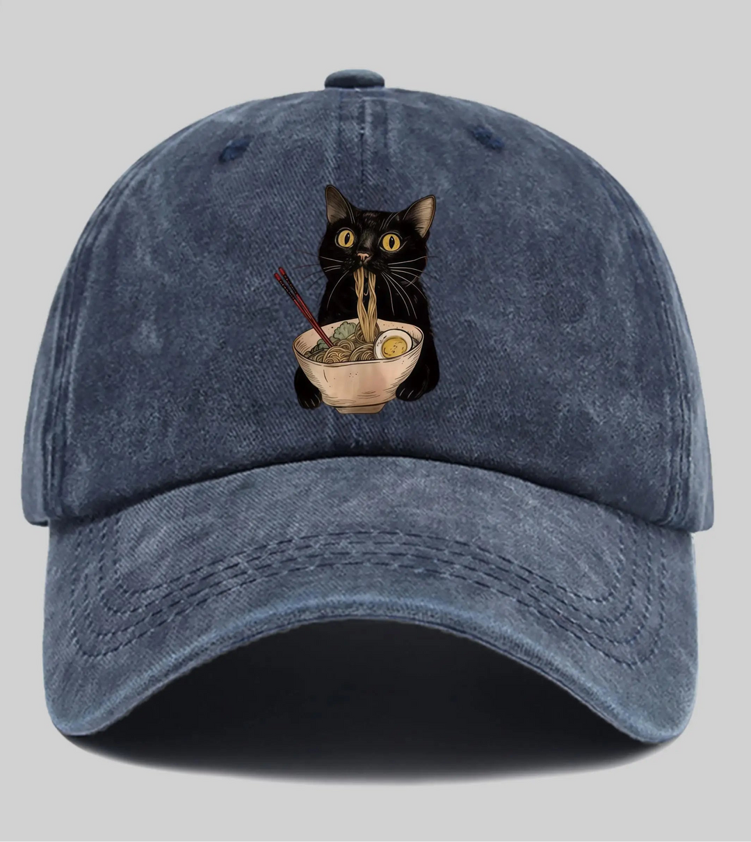 Casquette Japonaise Chat Ramen Bleu