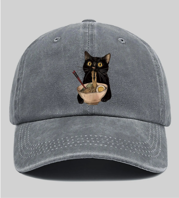Casquette Japonaise Chat Ramen Gris
