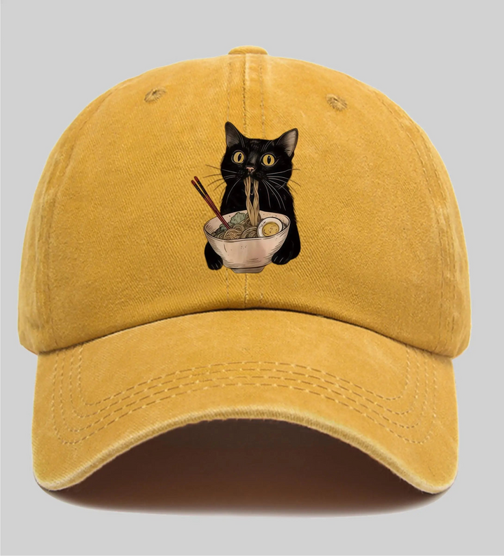 Casquette Japonaise Chat Ramen Jaune