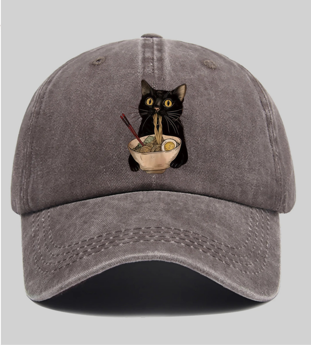 Casquette Japonaise Chat Ramen Marron
