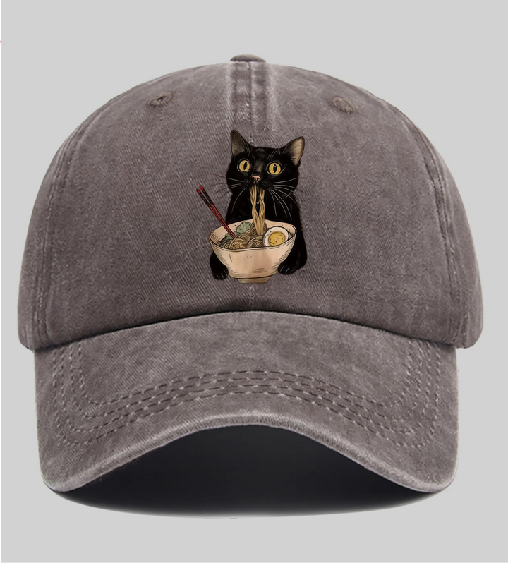Casquette Japonaise Chat Ramen Marron
