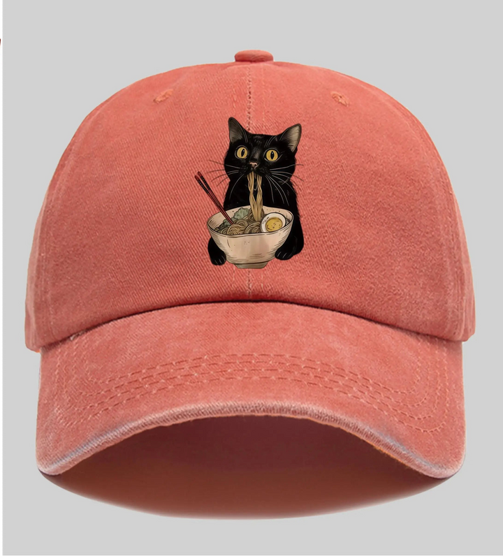 Casquette Japonaise Chat Ramen Orange