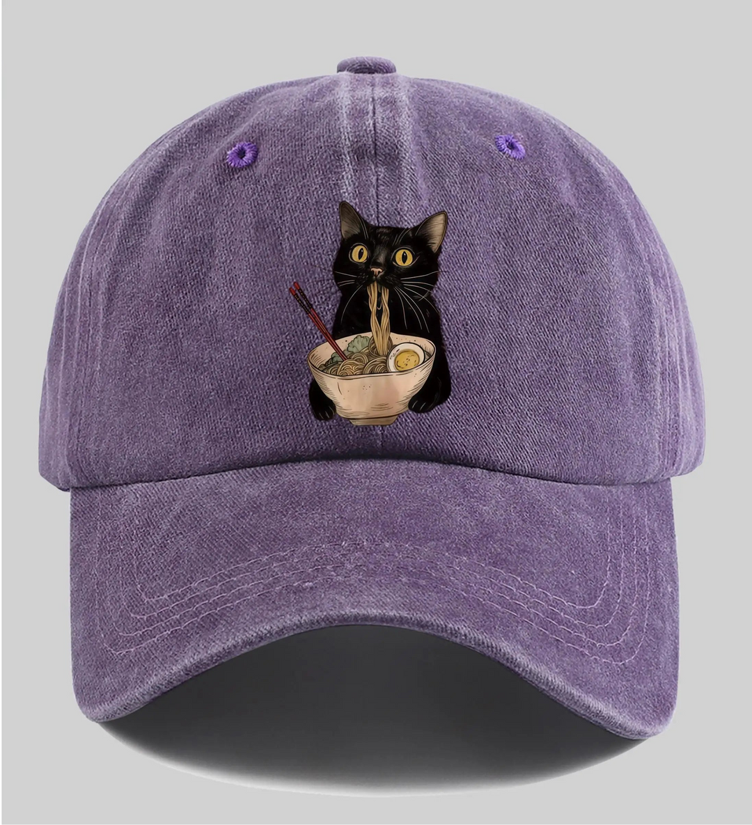 Casquette Japonaise Chat Ramen Violet
