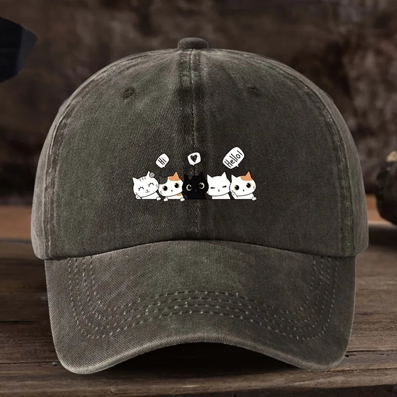 Casquette Japonaise Chatons Adorables Gris
