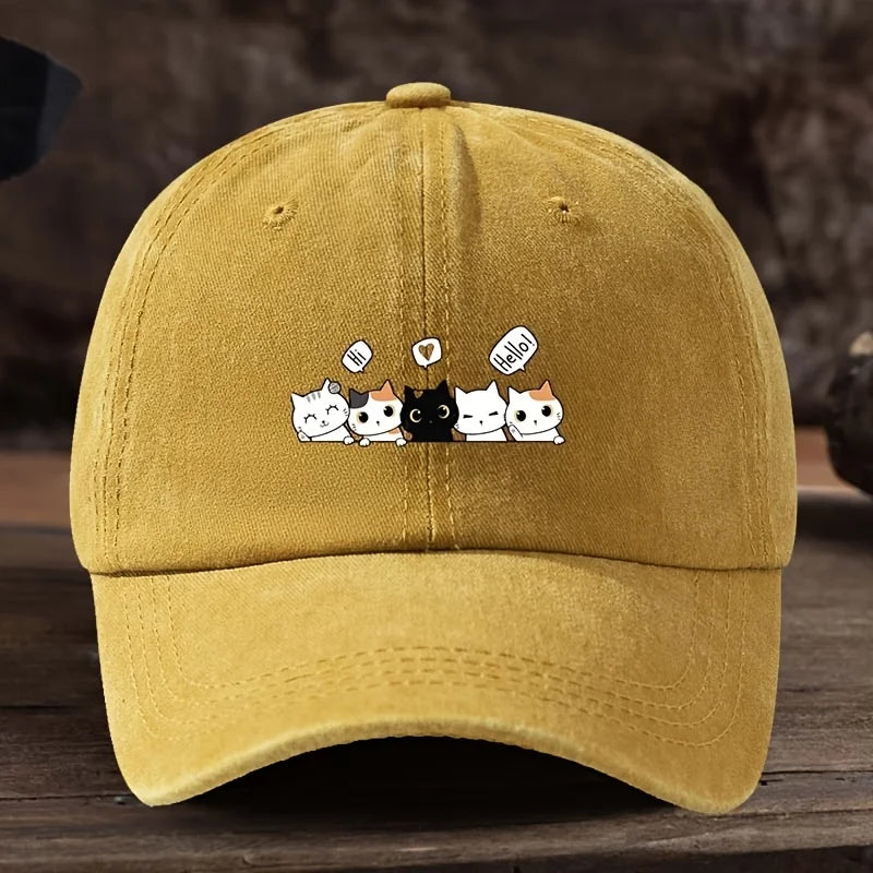 Casquette Japonaise Chatons Adorables Jaune