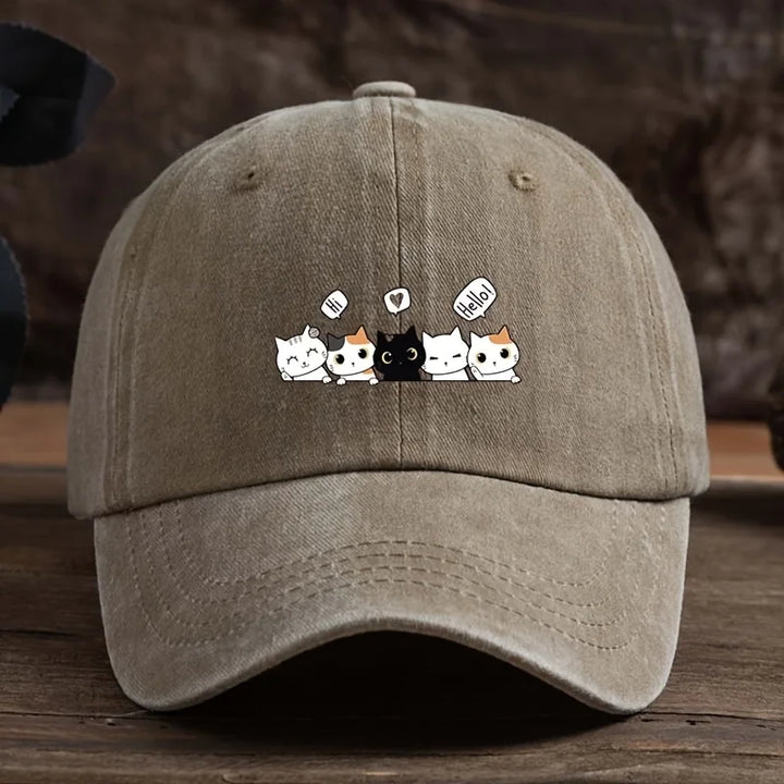 Casquette Japonaise Chatons Adorables Marron