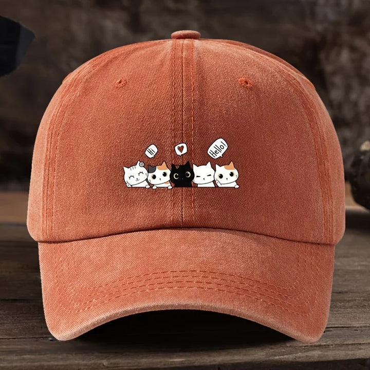 Casquette Japonaise Chatons Adorables Orange