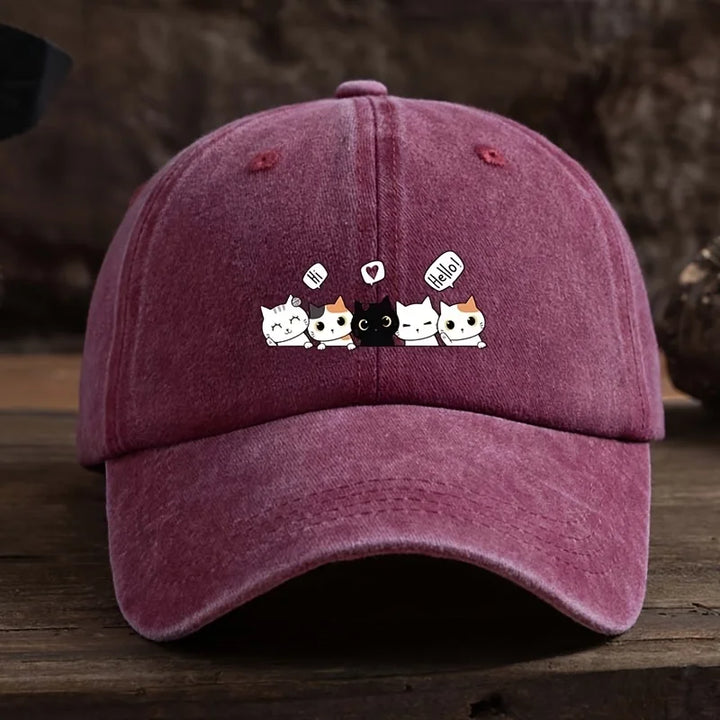 Casquette Japonaise Chatons Adorables Rouge