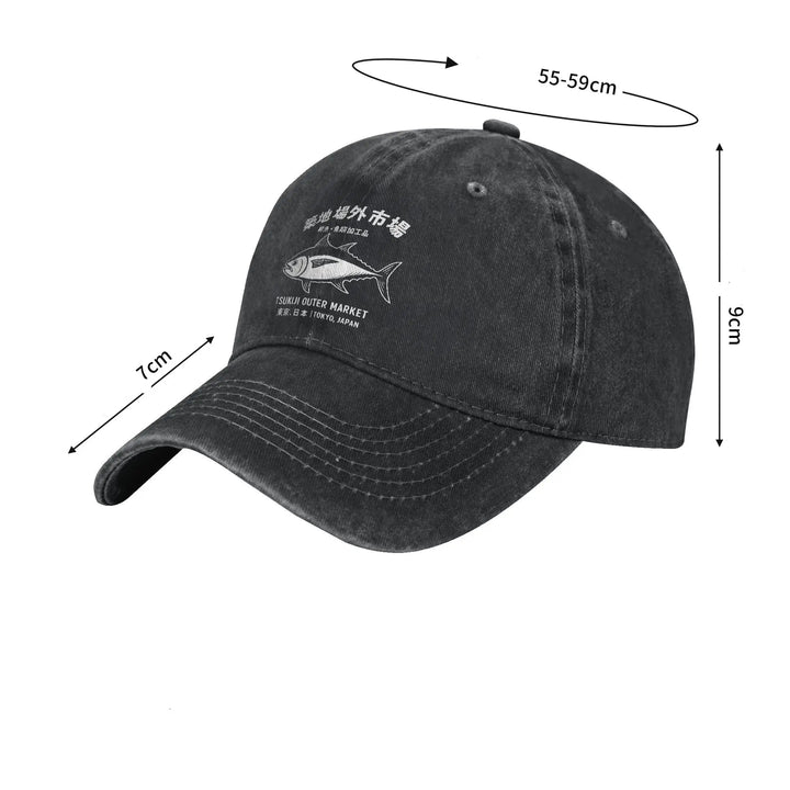 Casquette Japonaise Délavée Poisson originale