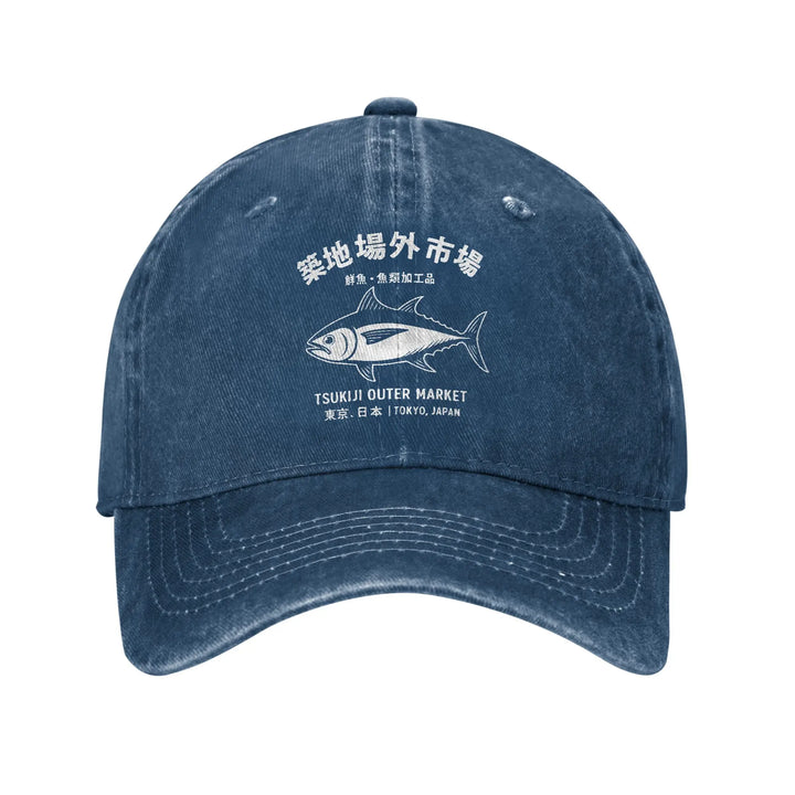 Casquette Japonaise Délavée Poisson soignée