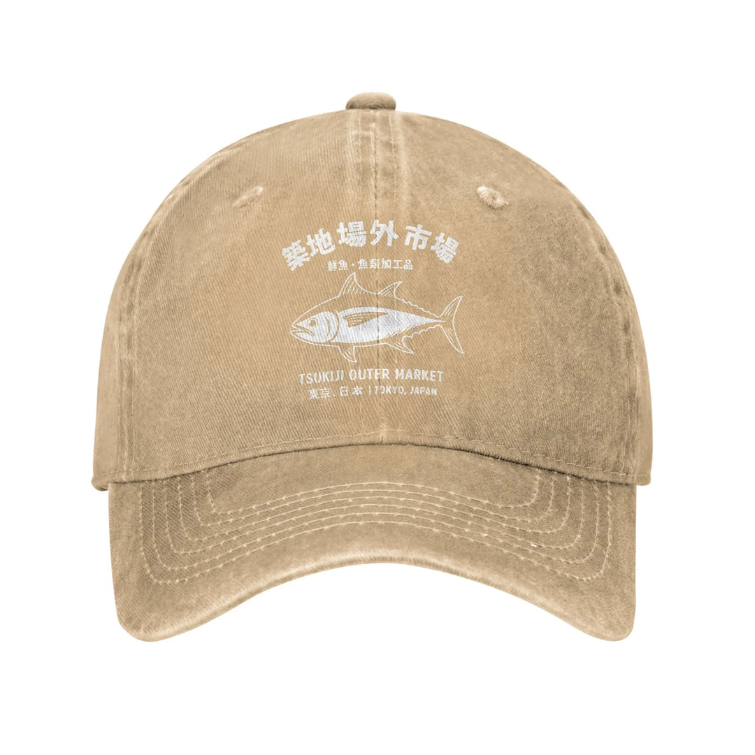 Casquette Japonaise Délavée Poisson travaillée