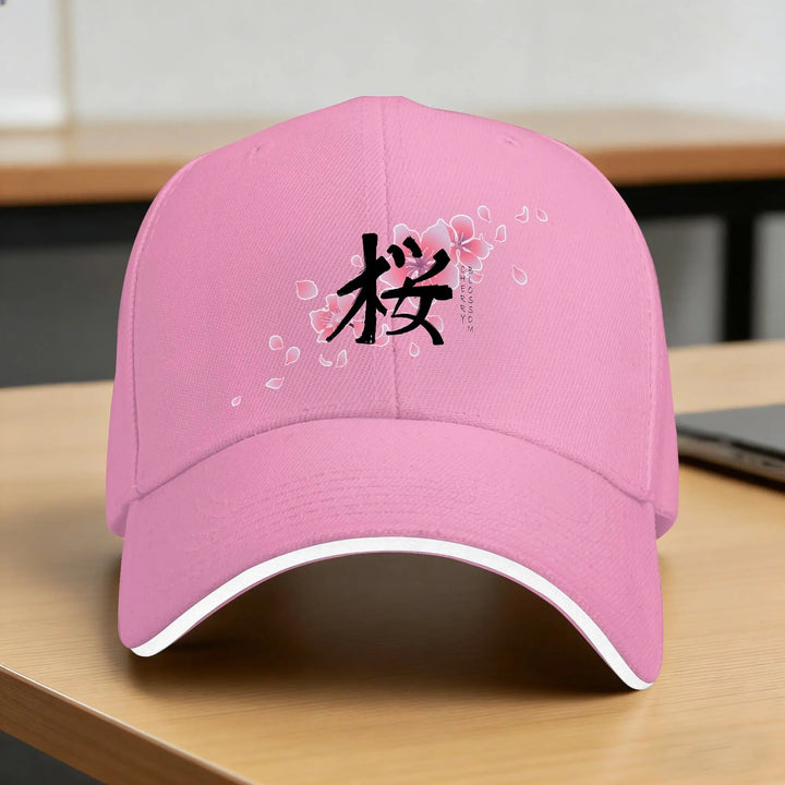 Casquette Japonaise Design Fleurs de Cerisier Rose
