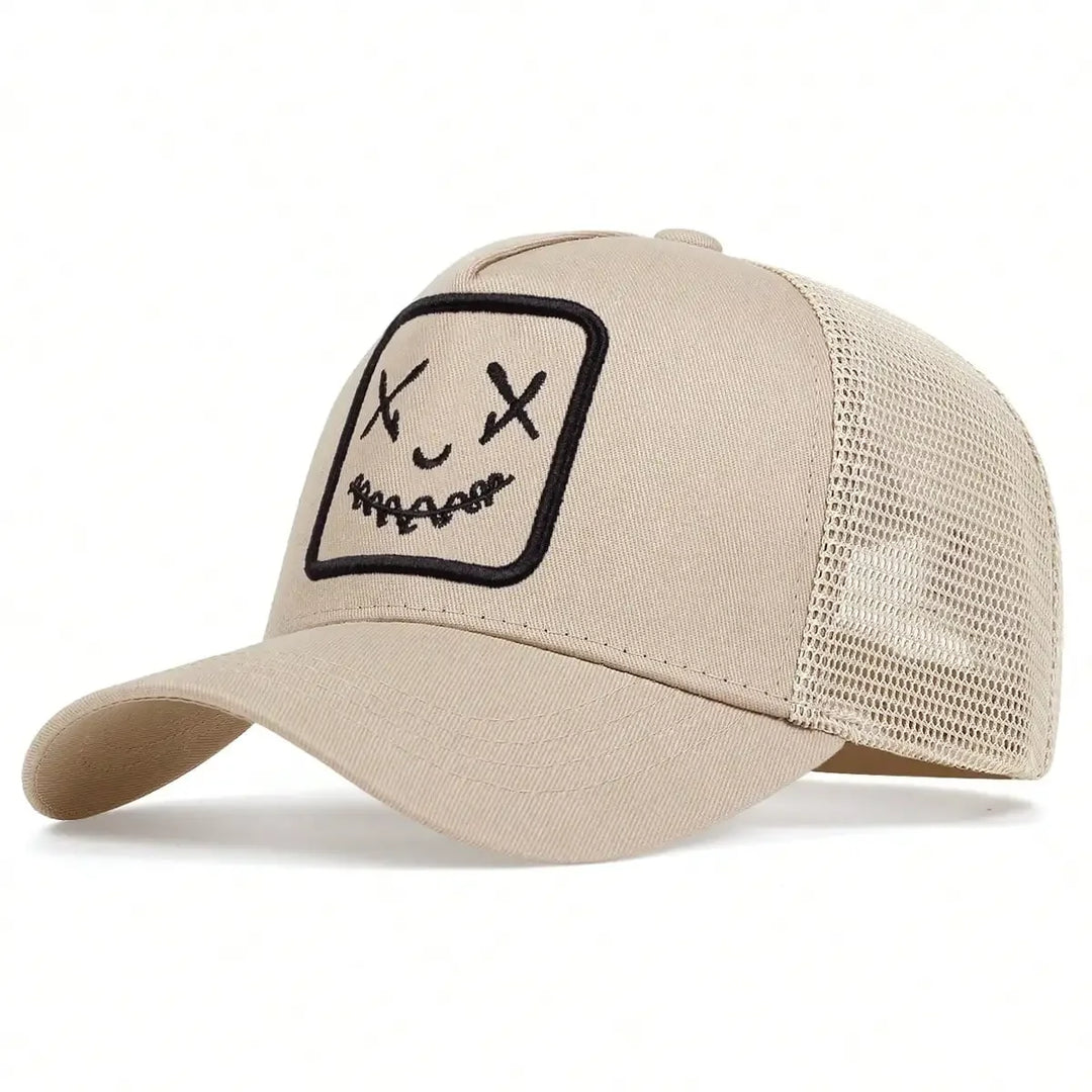 Casquette Japonaise à Filet Brodée Beige