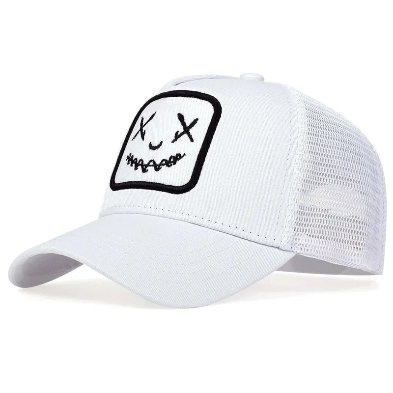 Casquette Japonaise à Filet Brodée Blanc