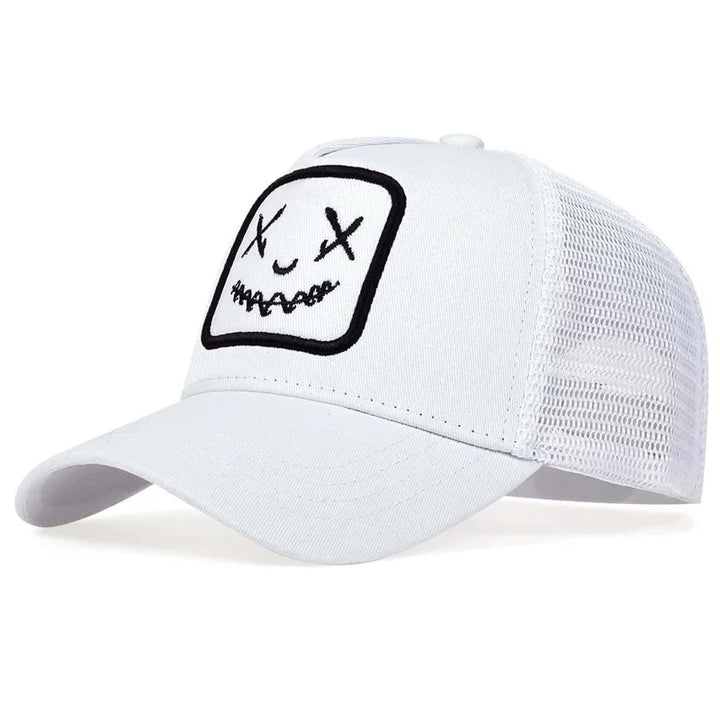 Casquette Japonaise à Filet Brodée Blanc