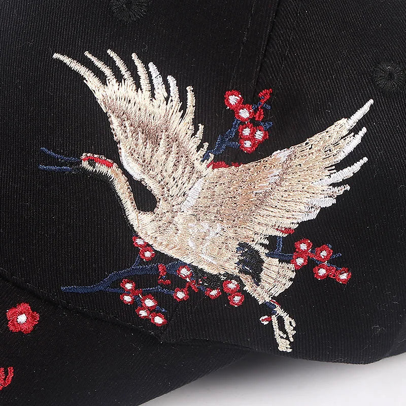 Casquette Japonaise Grues Fleuri design