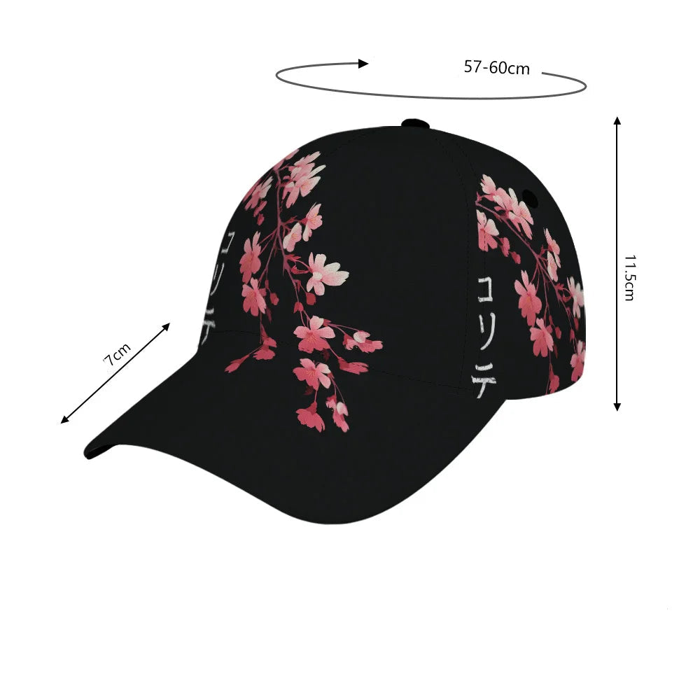 Casquette Japonaise à Imprimé Fleurs de Cerisier stylée