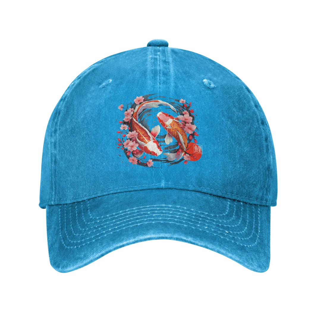 Casquette Japonaise Koi Sakura Bleu