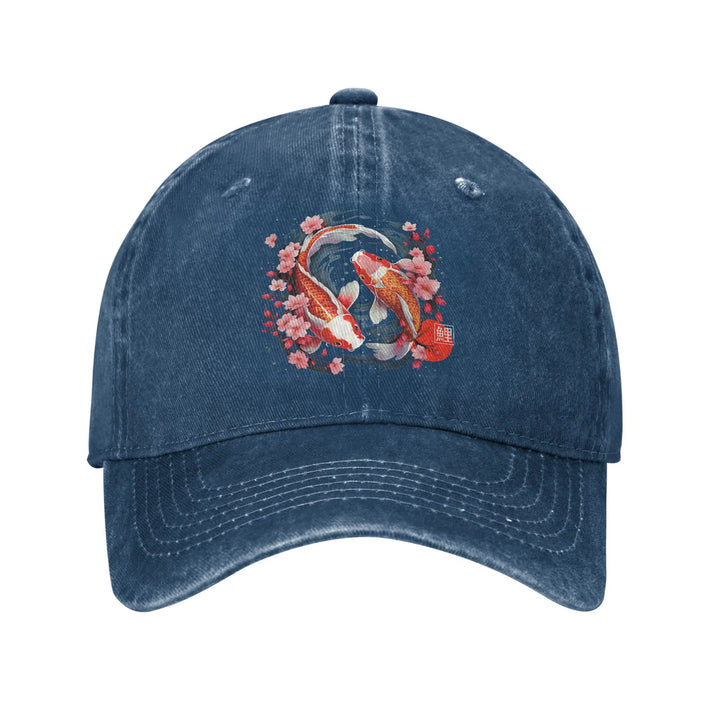 Casquette Japonaise Koi Sakura Bleu Foncé