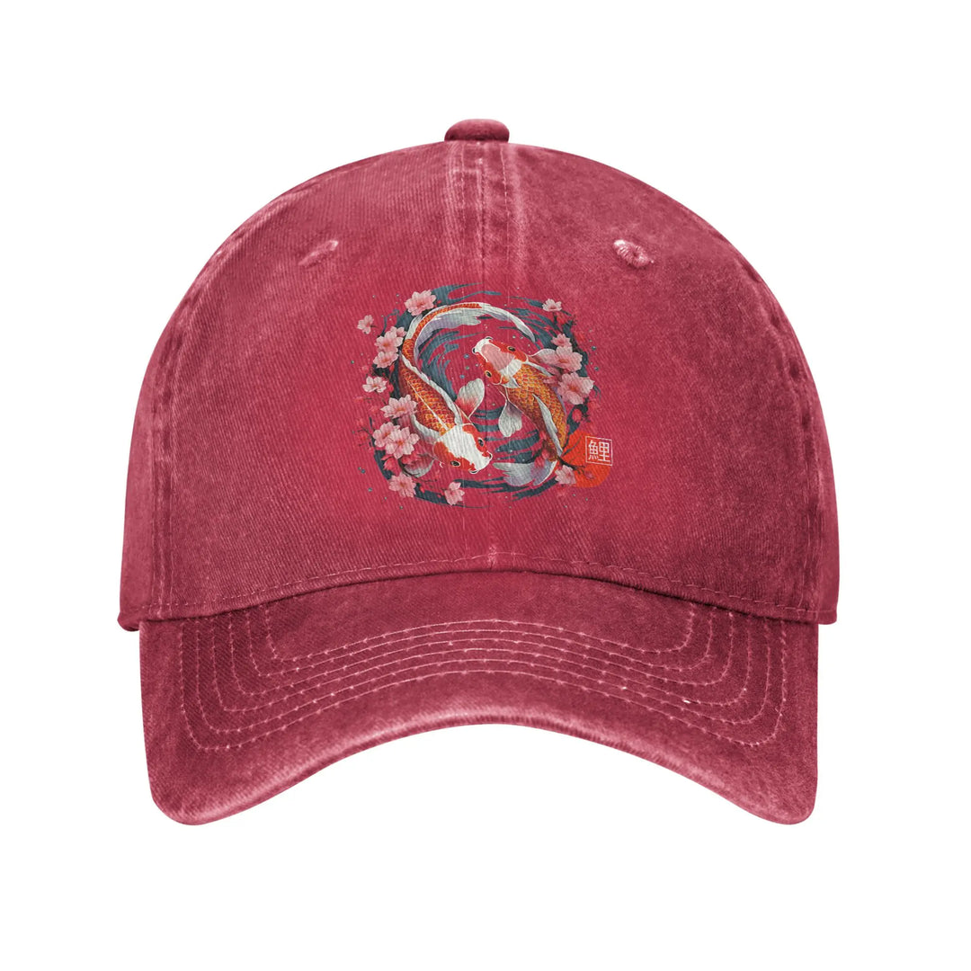 Casquette Japonaise Koi Sakura Rouge