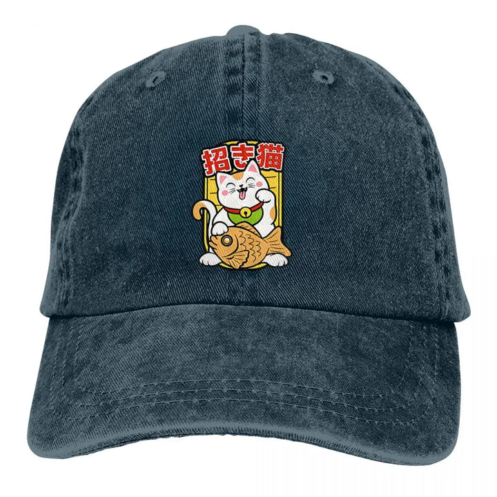 Casquette Japonaise Lucky Cat Bleu