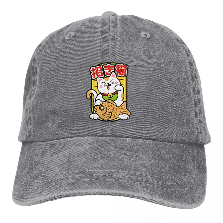 Casquette Japonaise Lucky Cat Gris