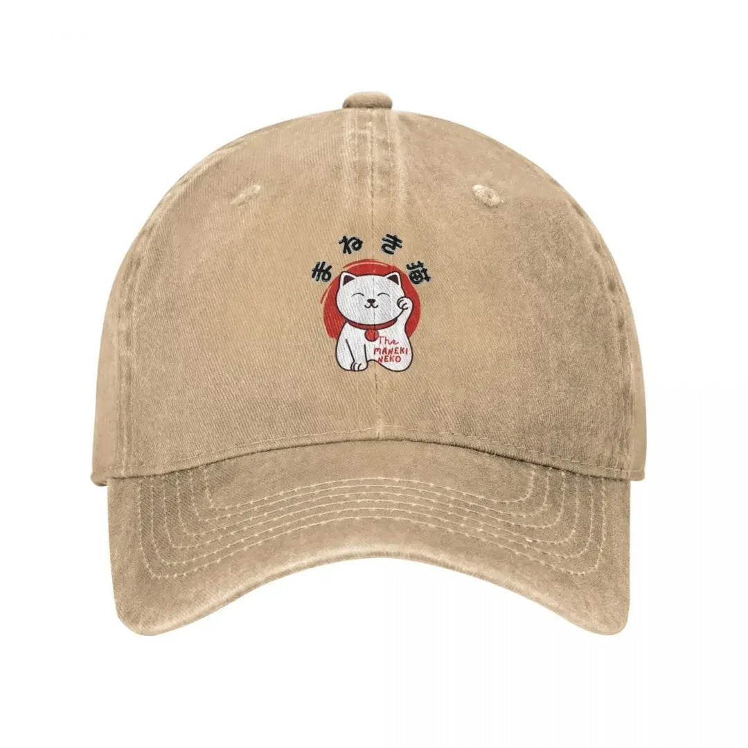 Casquette Japonaise Maneki Neko Beige