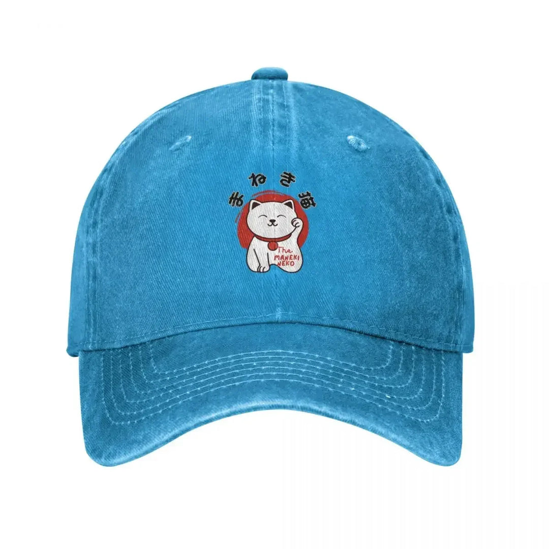 Casquette Japonaise Maneki Neko Bleu