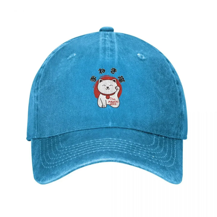 Casquette Japonaise Maneki Neko Bleu