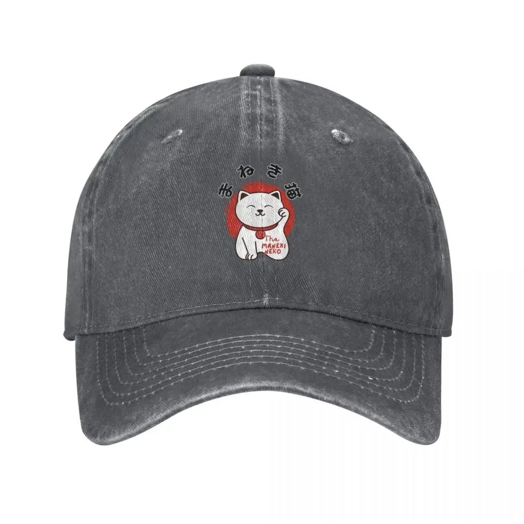 Casquette Japonaise Maneki Neko Gris Foncé