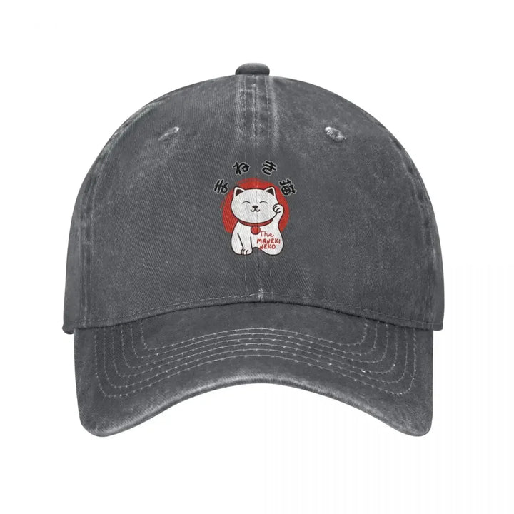 Casquette Japonaise Maneki Neko Gris Foncé