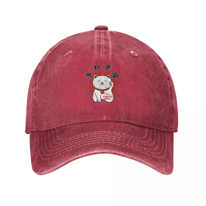 Casquette Japonaise Maneki Neko Gris Rouge