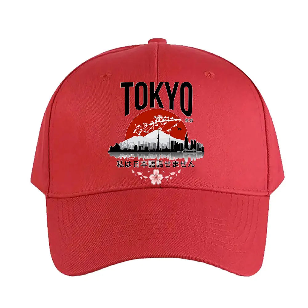 Casquette Japonaise Paysage Tokyo Rouge