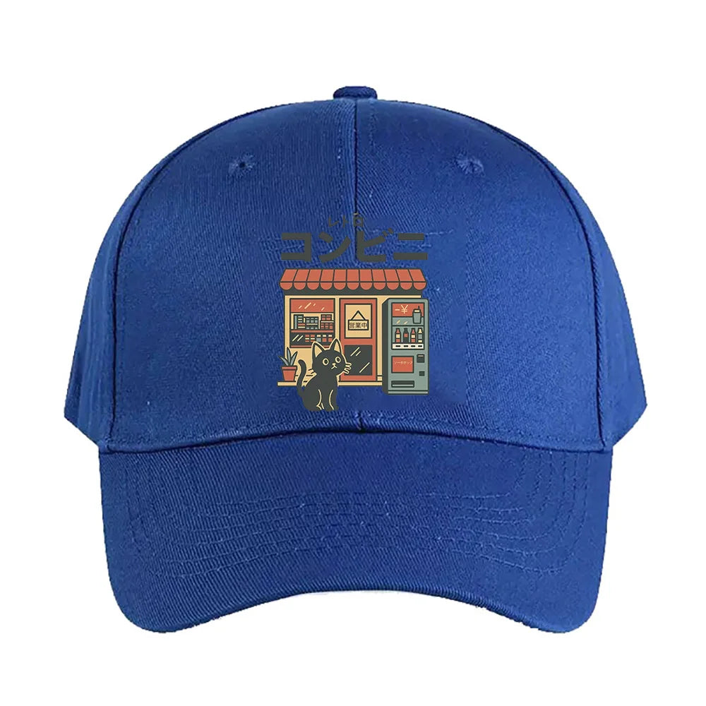 Casquette Japonaise Petit Chat Bleu