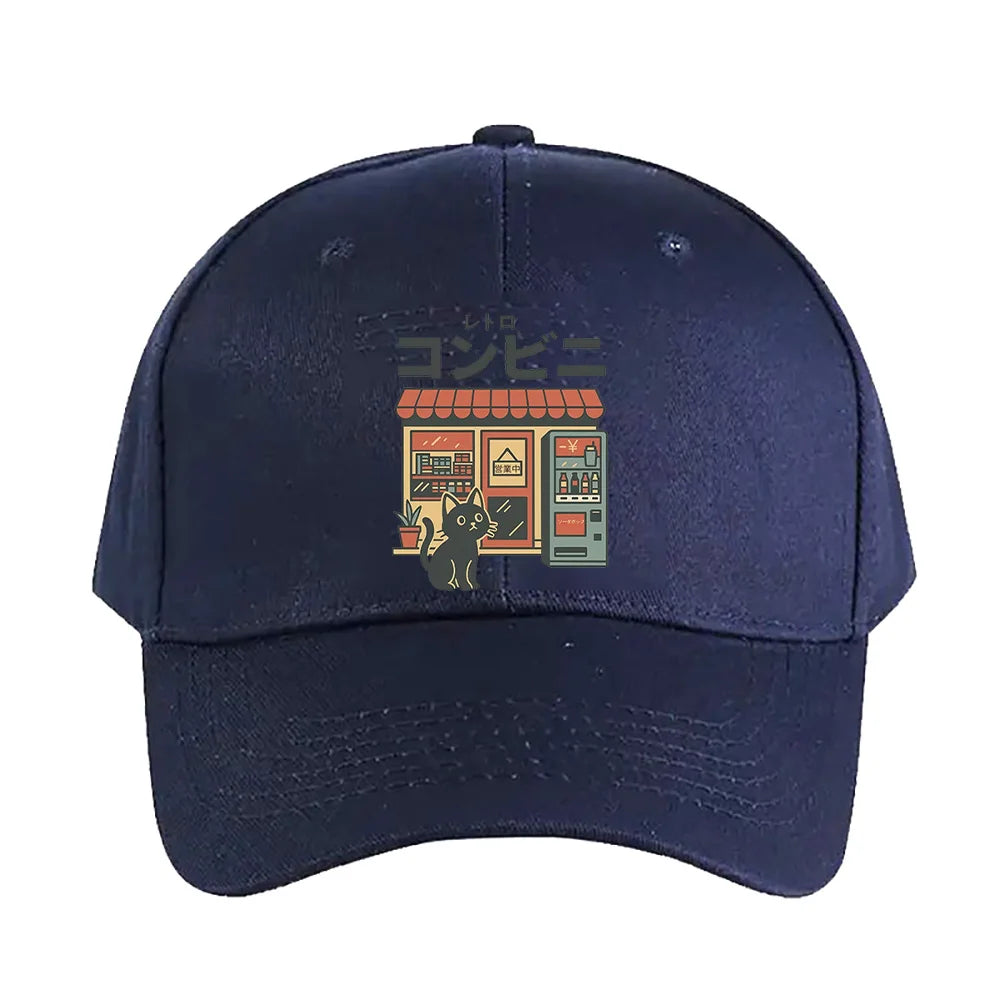Casquette Japonaise Petit Chat Bleu Foncé