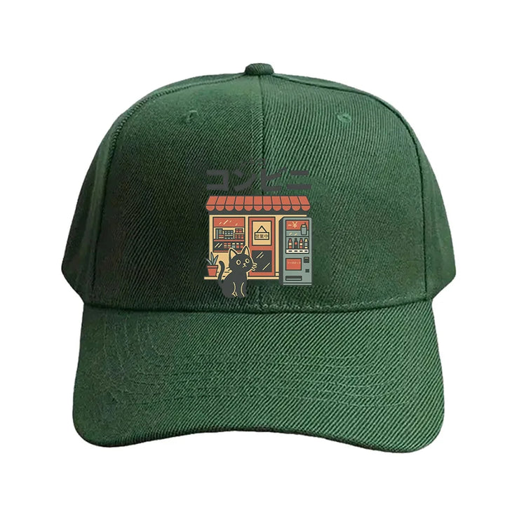 Casquette Japonaise Petit Chat Vert