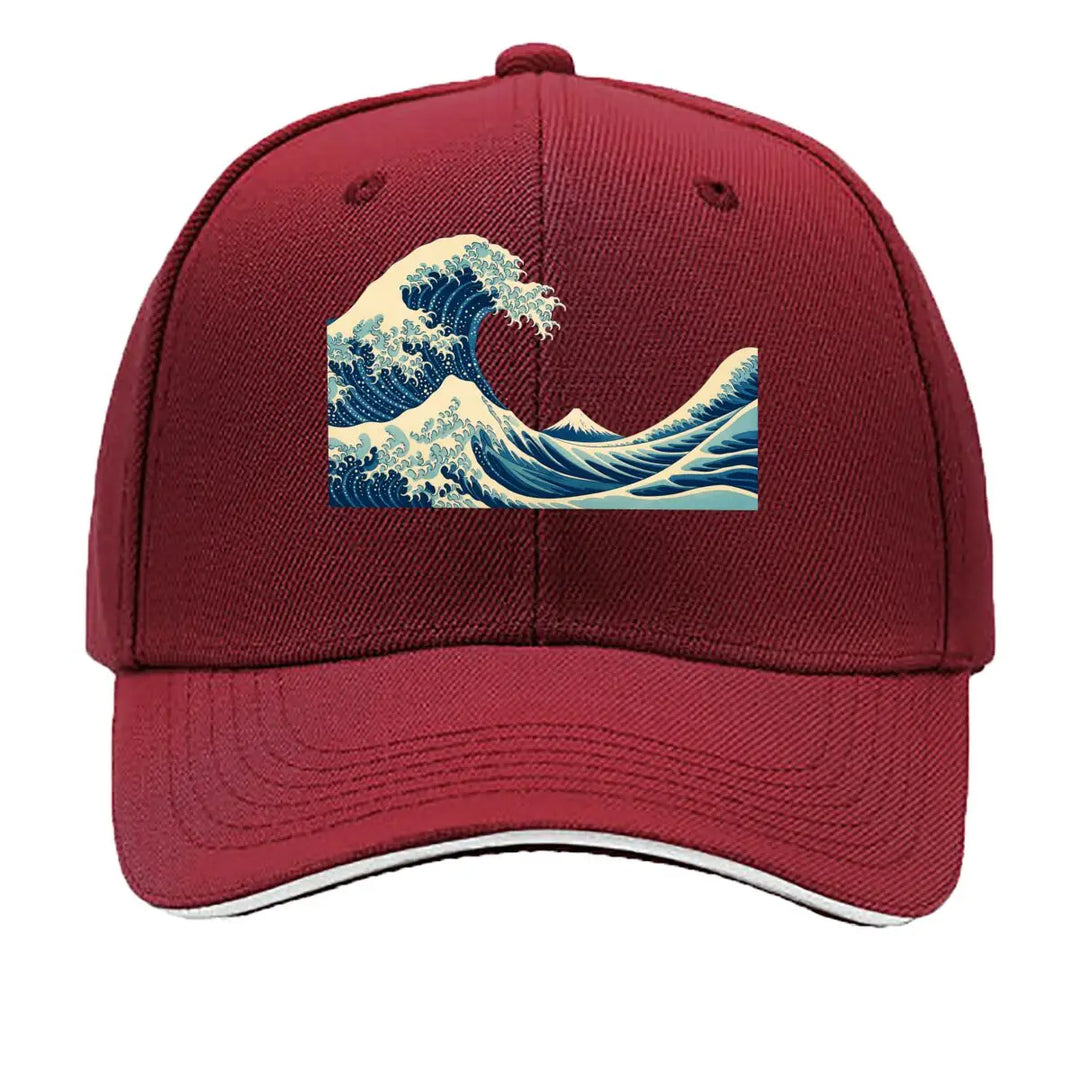 Casquette Japonaise Vague de Kanagawa Bordeaux