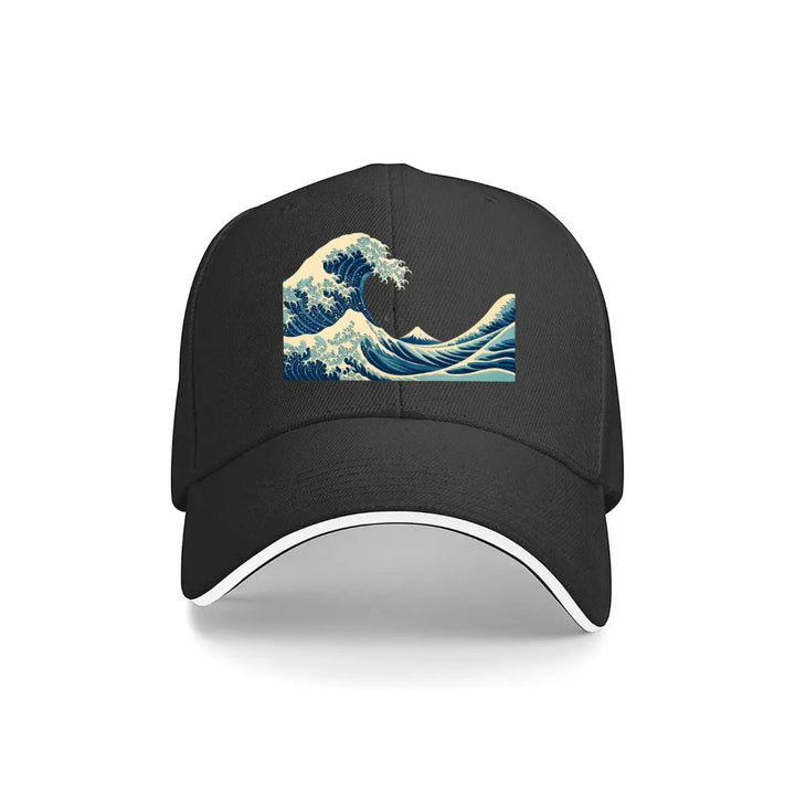 Casquette Japonaise Vague de Kanagawa Noir