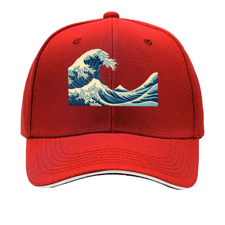 Casquette Japonaise Vague de Kanagawa Rouge