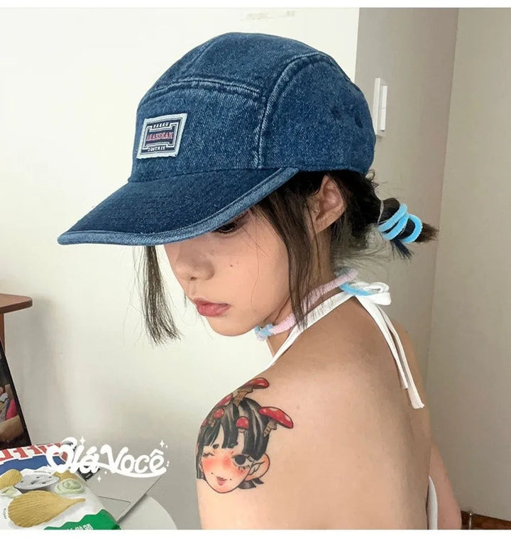 Casquette Japonaise en Denim Vintage Chic