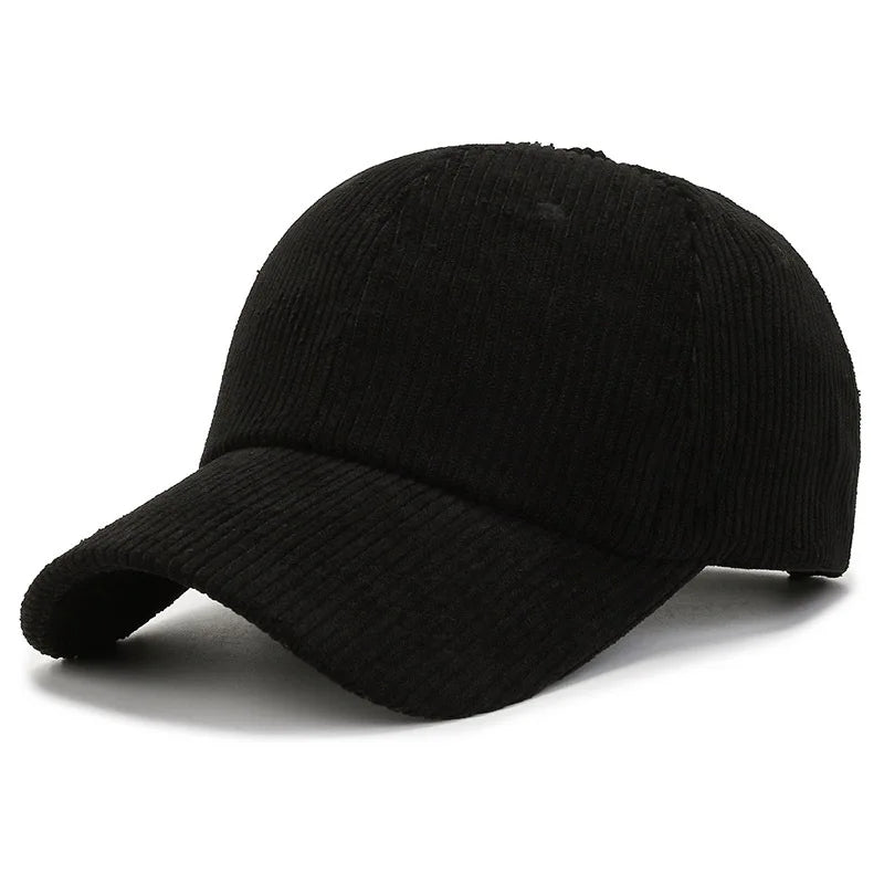 Casquette Japonaise en Velours Côtelé Noir