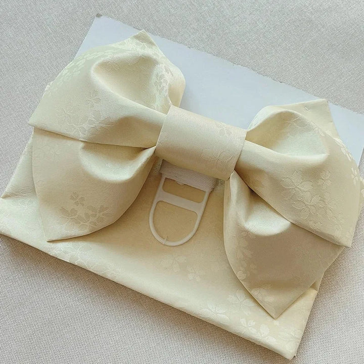 Ceinture Obi Jacquard à Nœud Beige