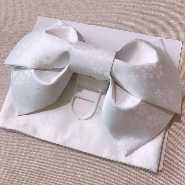Ceinture Obi Jacquard à Nœud Blanc