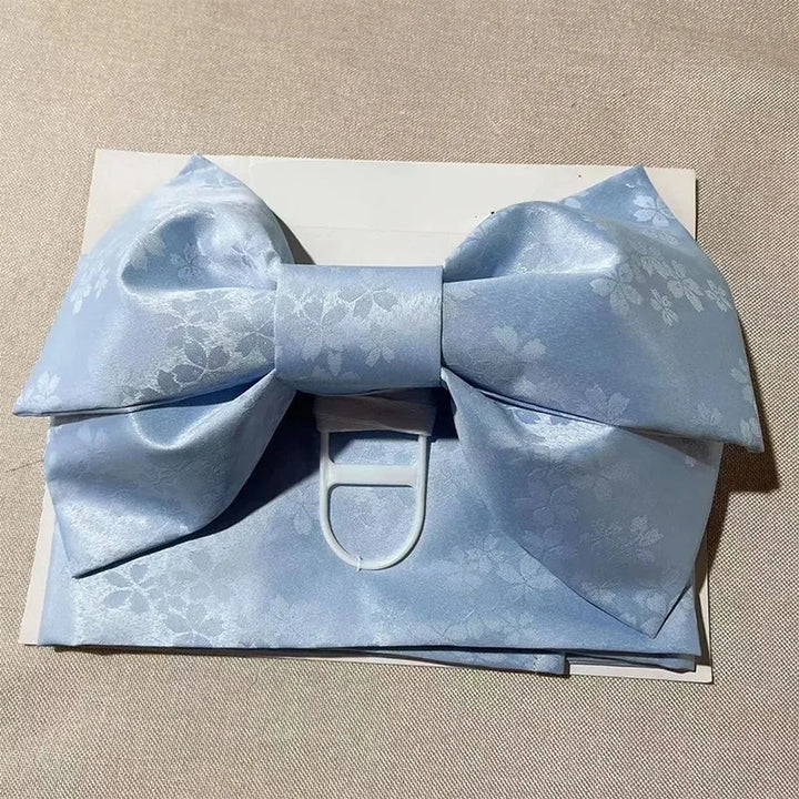 Ceinture Obi Jacquard à Nœud Bleu