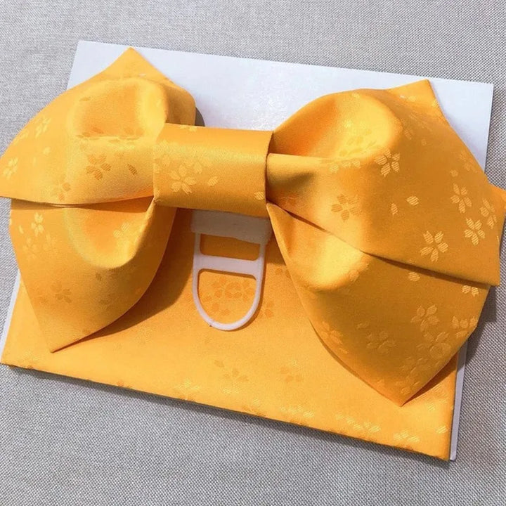 Ceinture Obi Jacquard à Nœud Jaune
