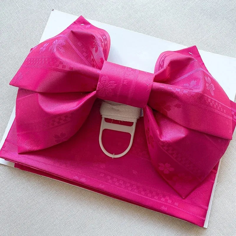 Ceinture Obi Jacquard à Nœud Rose