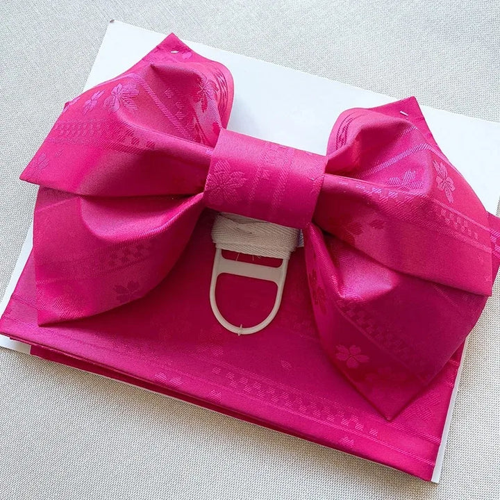 Ceinture Obi Jacquard à Nœud Rose